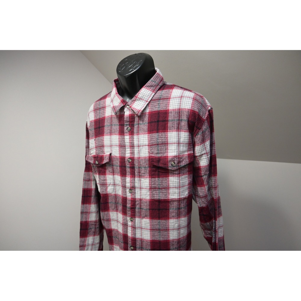 Lucky Brand Flannel Shirt Mens XXL Red Plaid‎ Long Sleeve Button Up Excellent